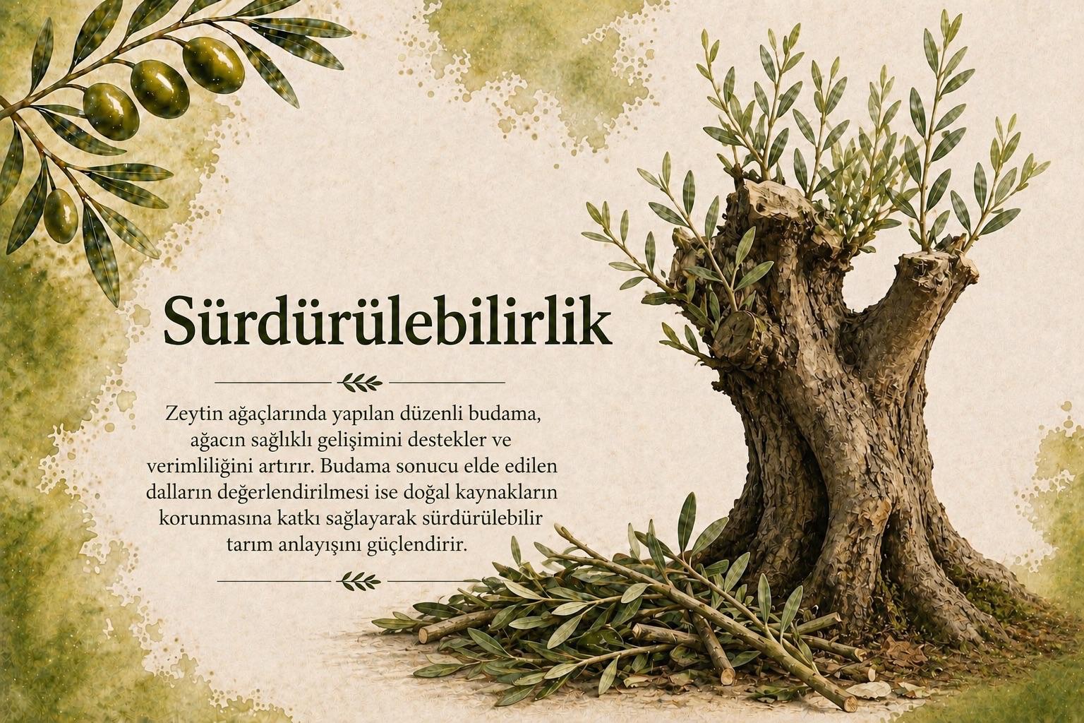 Budama sonrası yeniden filizlenen zeytin ağacı ve sürdürülebilir tarım