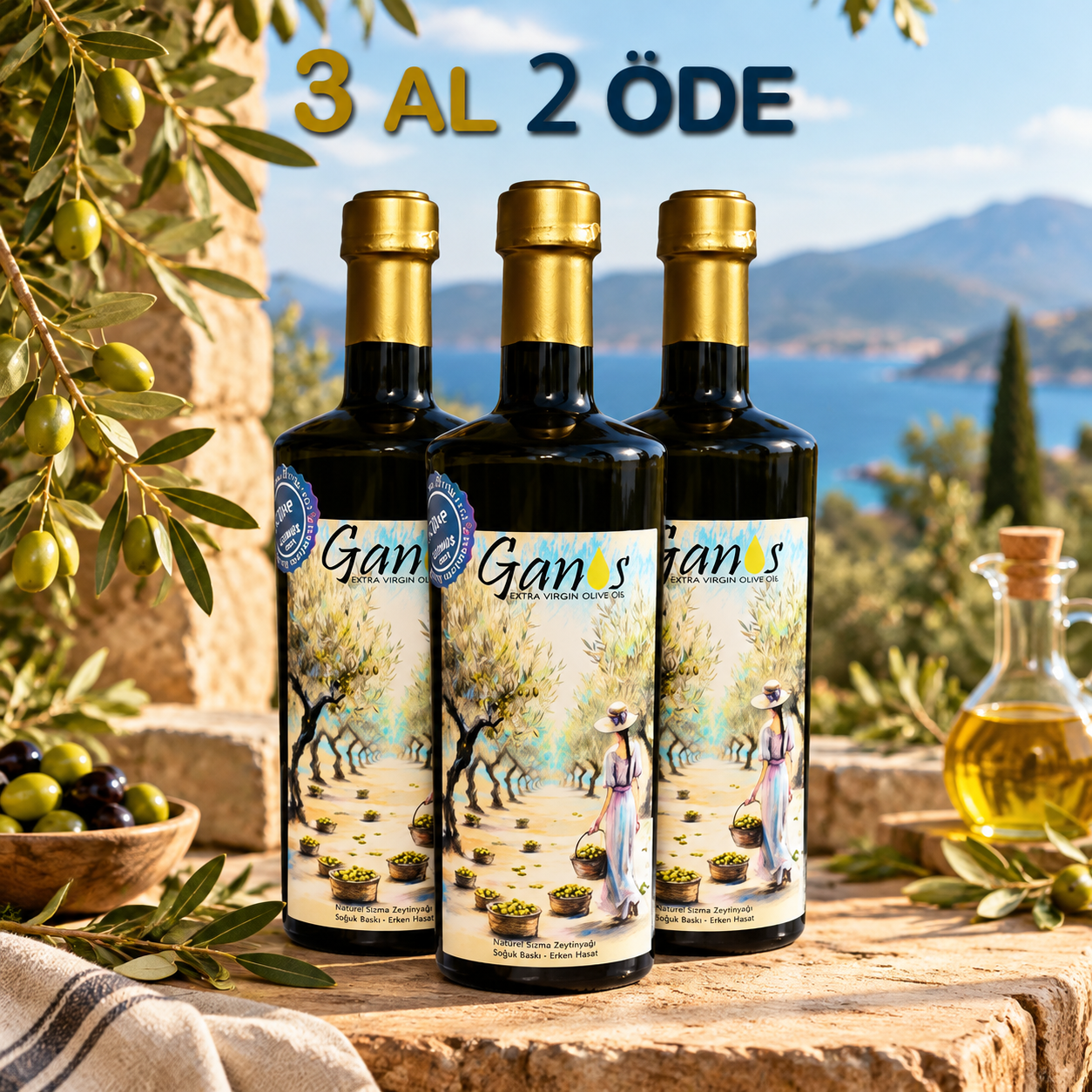 500 ML (GÜMÜŞ ÖDÜLLÜ) AYVALIK NATUREL SIZMA ZEYTİNYAĞI  FİLTRESİZ SOĞUK SIKIM KAMPANYALI ÜRÜN
